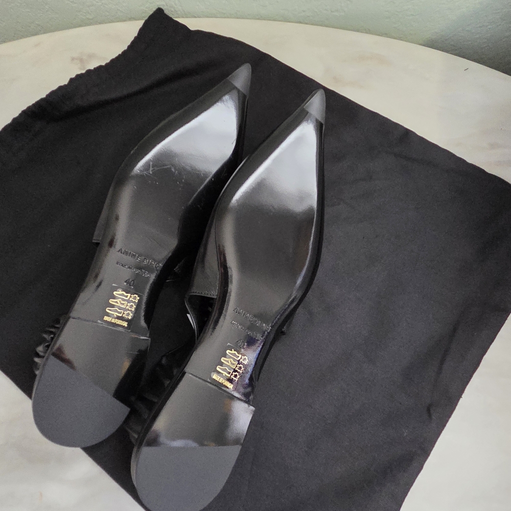 Anine Bing Hilda Slingback Black Leather Flats - Picture 9 of 12